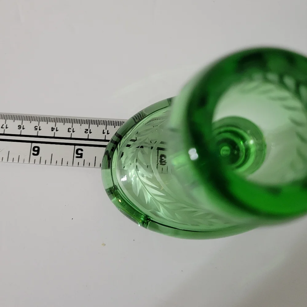 Vintage Fostoria Uranium Glass Candlestick Glowy Glass